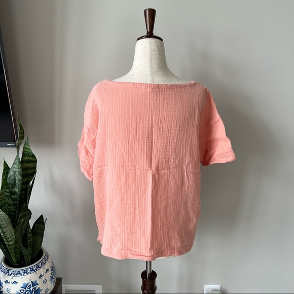 Like New! Eileen Fisher Peach Gauze Organic Cotton Short Sleeve Top - Picture 5 of 9